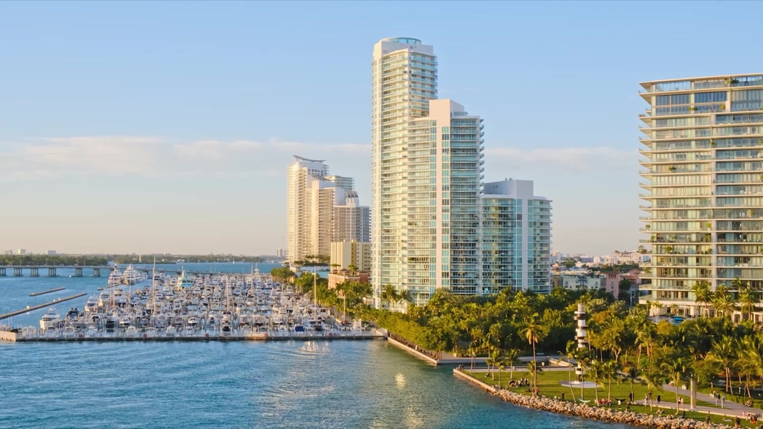 Waterfront skyline and marina hero image for Campbell Property Management